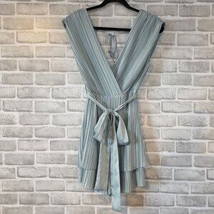 Zara Pleated Romper Playsuit Teal NWT Med Vacation Resort Party Bachelorette